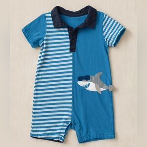 First Impressions Shark Romper Blue Stripe Collared One Piece 18 Months Playwear